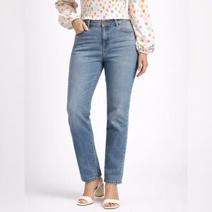 Ms Cello High Rise Slim Straight Jeans Size 14 Blue Stretch Denim